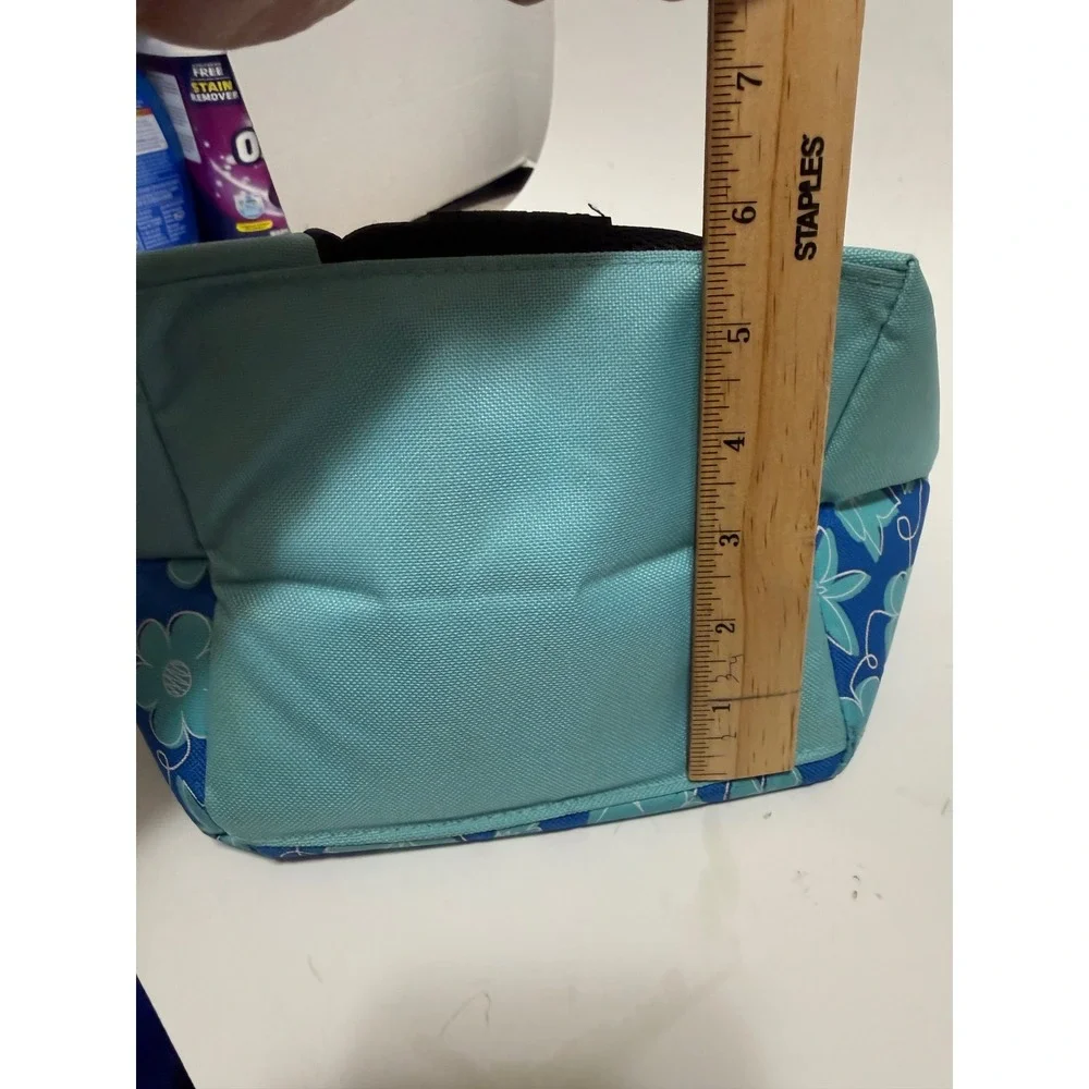 Fridge Pak Really Cool Blue Teal Floral Insulated Lunch Tote Bag Zippered Canvas